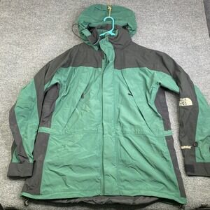 The North Face HydroSeal Mountain Jacket Mens XL Green Black Hooded Shell VTG
